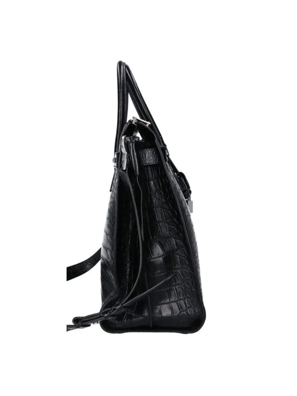 Saint Laurent Paris Black Croc Sack Shoes 2-Way Bag - Picture 4 of 7